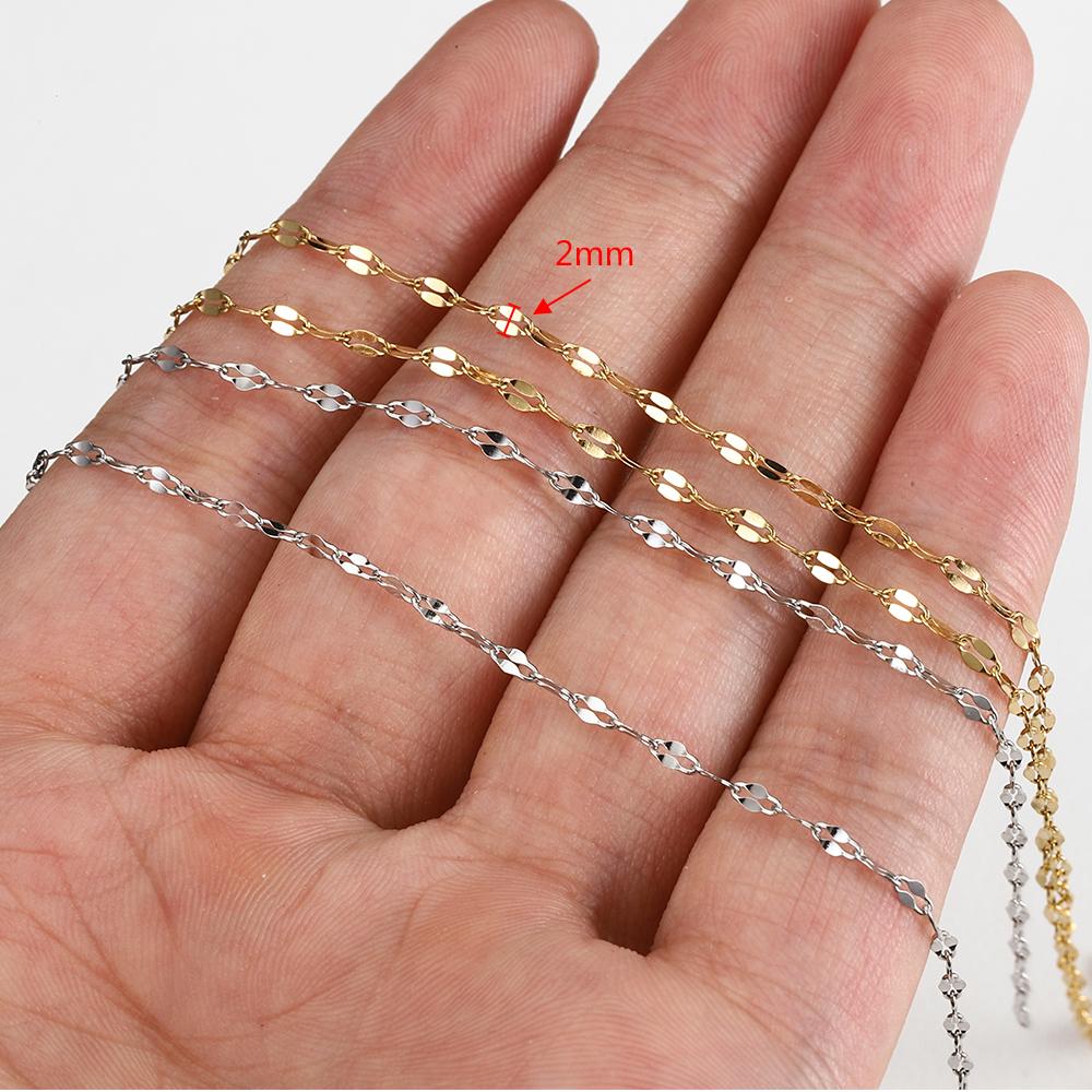 No Fade 2Meters Stainless Steel Lips Chains Handmade Necklace Bracelet Components Wholesale DIY Jewelry Making Accessories Chain
