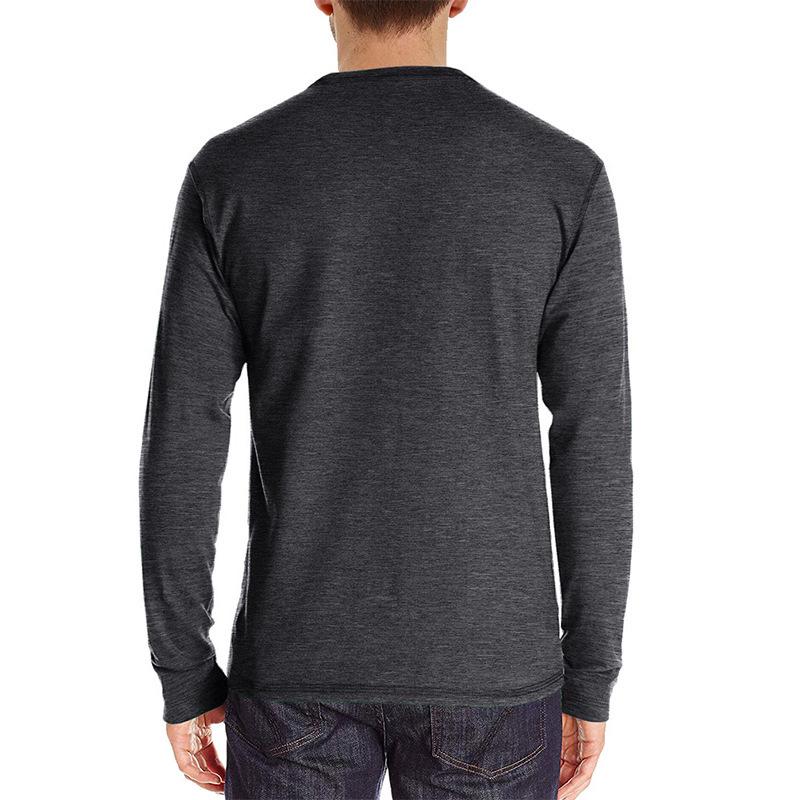 Men's Long-Sleeve Henley Crew Neck T-Shirt for Autumn and Winter