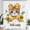Funny Cat Shower Curtains Cute Cartoon Cat Bath Curtain,3d Printed Creative Bathroom Accessories Home Decoration With Hooks