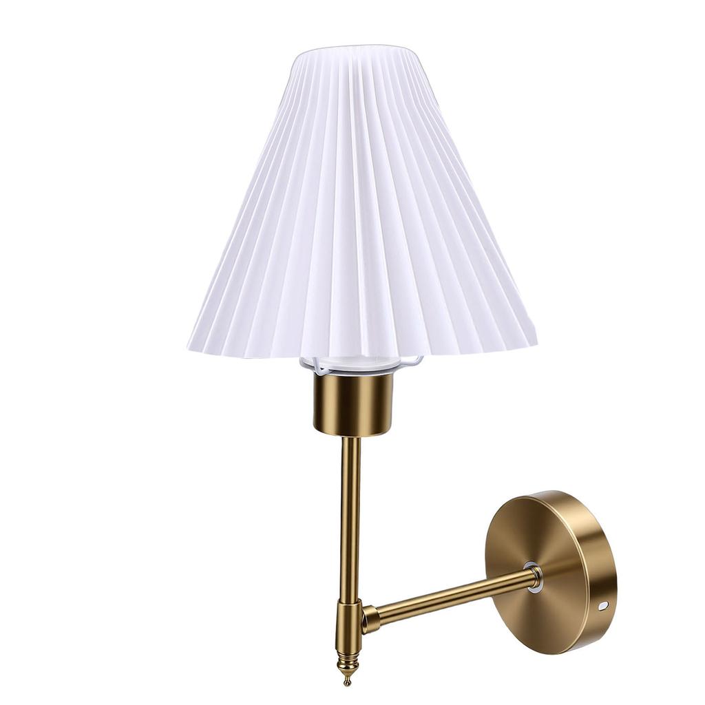 Gold Fabric Lampshade Nordic   Modern Rechargeable Cordless Wall Lamp for Bedroom Living Room