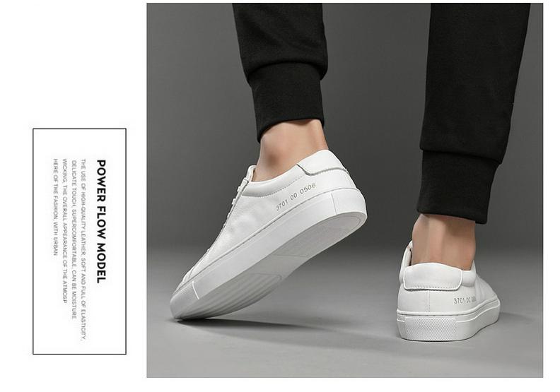 Four Seasons White Cowhide Casual Men's Shoes - Korean Fashion, Sporty & Trendy