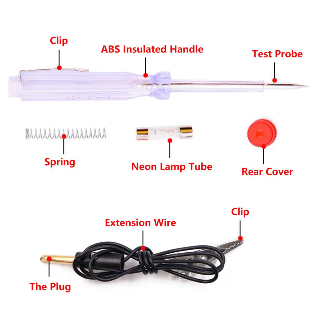DC 6V-24V Car Truck Voltage Circuit Tester Long Probe Pen Light Bulb Automobile Diagnostic Probe Test Pen Tools Auto Repair Tool