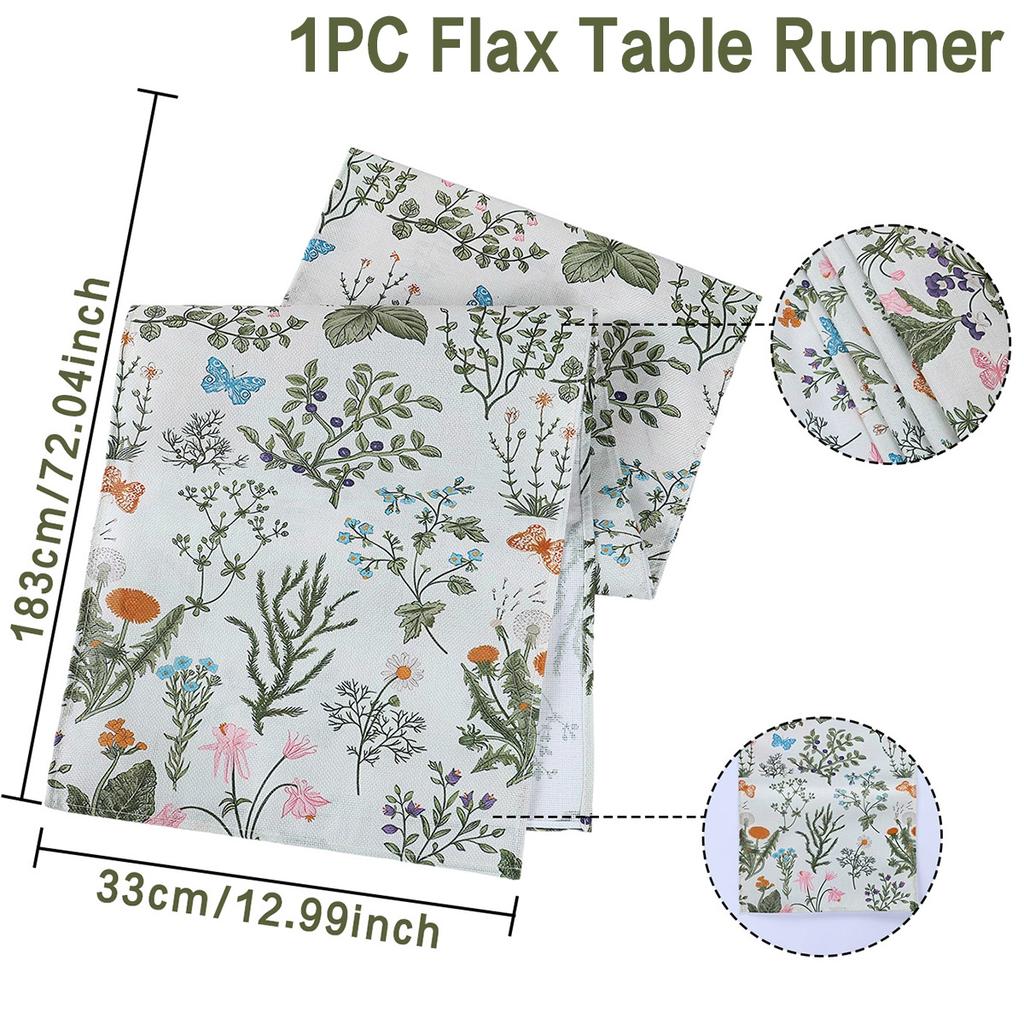 Daisy Eucalyptus Lavender Floral Leaves Summer Table Runner Spring Kitchen Dining Table Decoration for Home Party Decoration