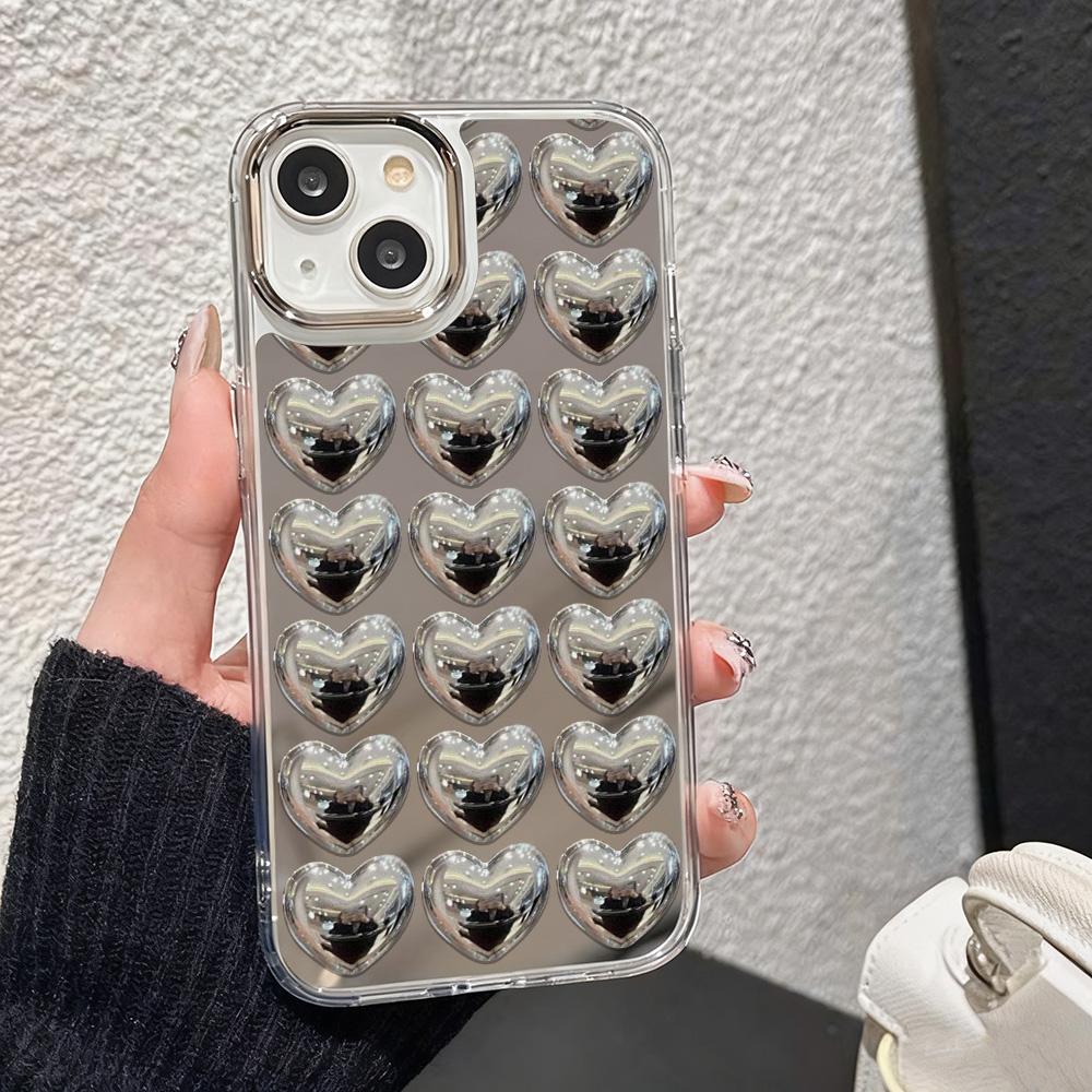 Love Makeup Mirror Phone Case For iPhone 17 Case iPhone 16 Pro Max 11 15 14 13 12 17 Pro Max 16e 17E Plus Air Silicone Cover