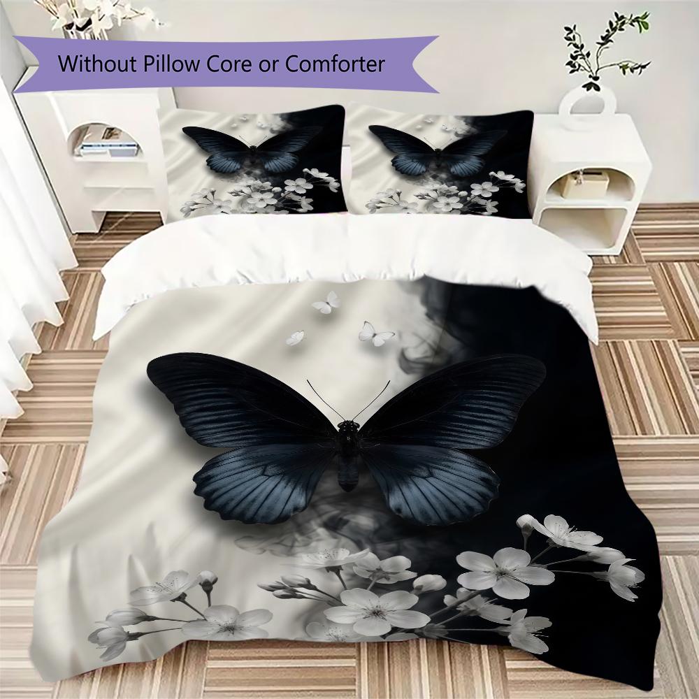 Silk Monochrome Pattern Bedding uilt Set uilt Cover Pillowcase Home Decoration Birthday Gift (1 * duvet cover + 2 * pillowcase without core)