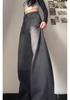 Women's Black-Grey Wide-Leg Jeans, Plus-Size, High-Waisted, Slimming Straight-Leg, Hip-Covering, Spring/Autumn Style, 2026 New Fashion.