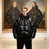 Unisex oversized péřová bunda s kapucí z bavlny Zimní teplý tlustý kabát Mladistvé každodenní nošení