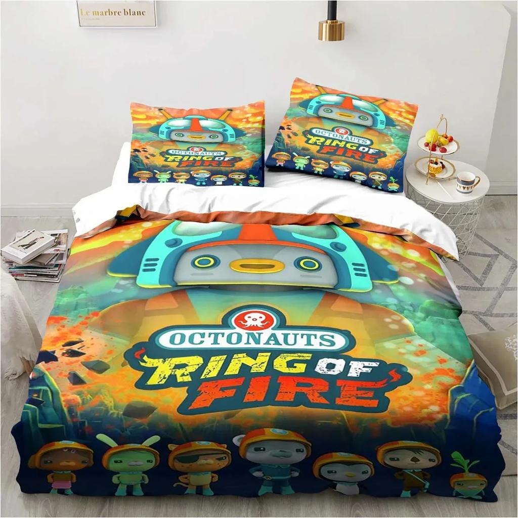 The Octonauts Cartoon Bedding Set Bedroom Bed Three-piece Set Single Double Bed King Size Quilt Cover And Pillowcase Kid's Gift