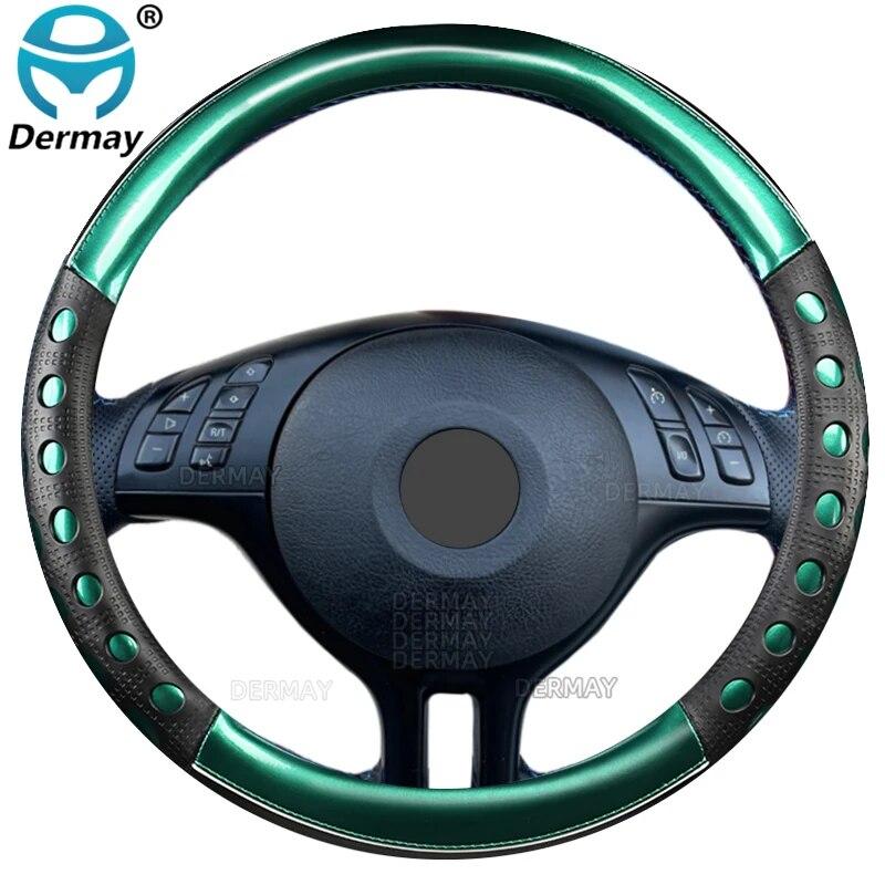For BMW E46 3 Series M3 DERMAY Car Steering Wheel Cover Microfiber Leather+Carbon Fiber 16 Colors High Quality Auto Accessories