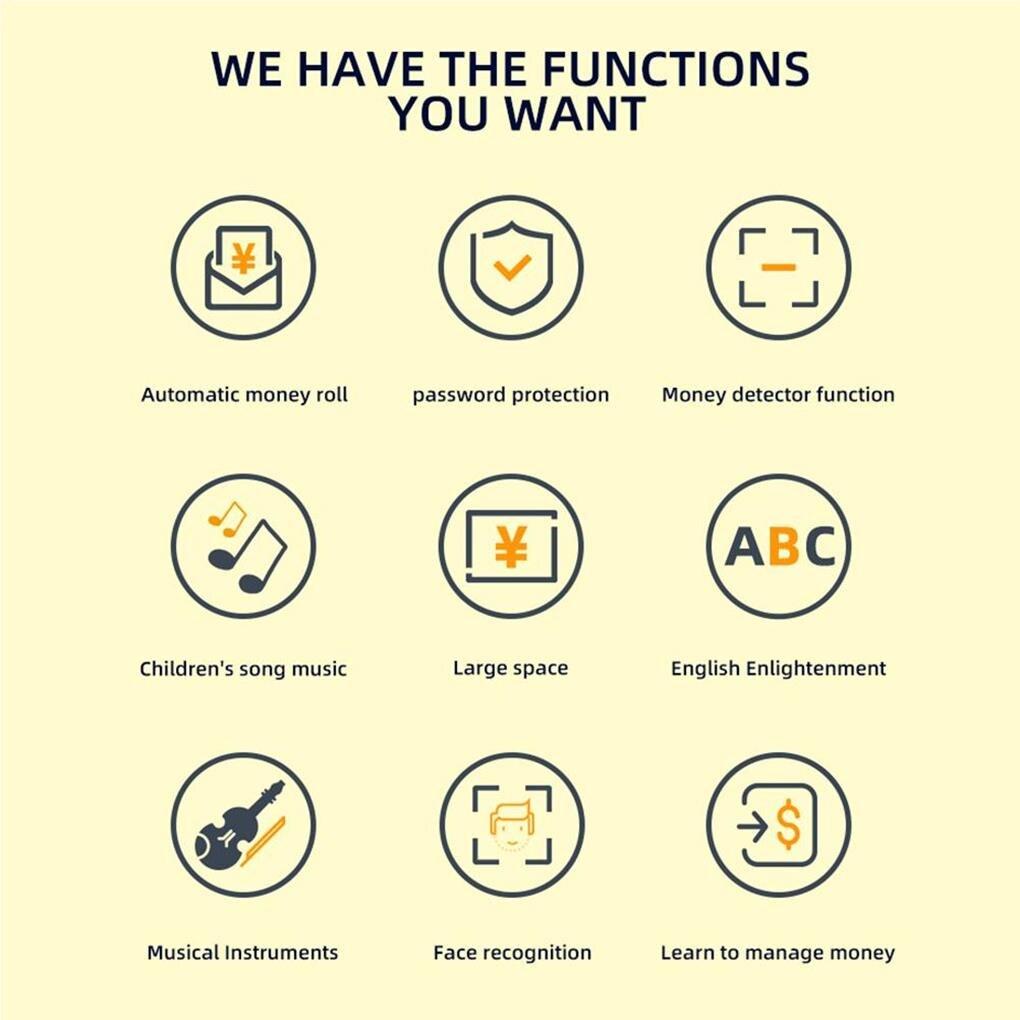Caixa eletrônico de reconhecimento facial Caixa de depósito de impressão digital Banco eletrônico infantil Caixa de depósito de dinheiro Caixa de depósito com trava de senha