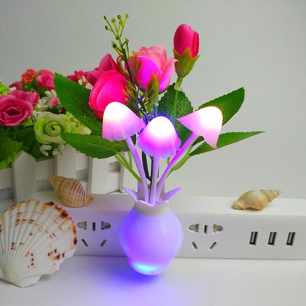 Led Night Light Luminous Colorful Flower Lamp Intelligent Light Control For Home Bedroom Decoration (us Plug)