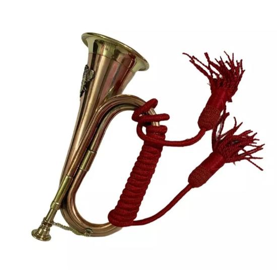 12-Zoll-Signalhorn aus Kupfer und Messing mit Seidenseilquaste, Batch der australischen Streitkräfte