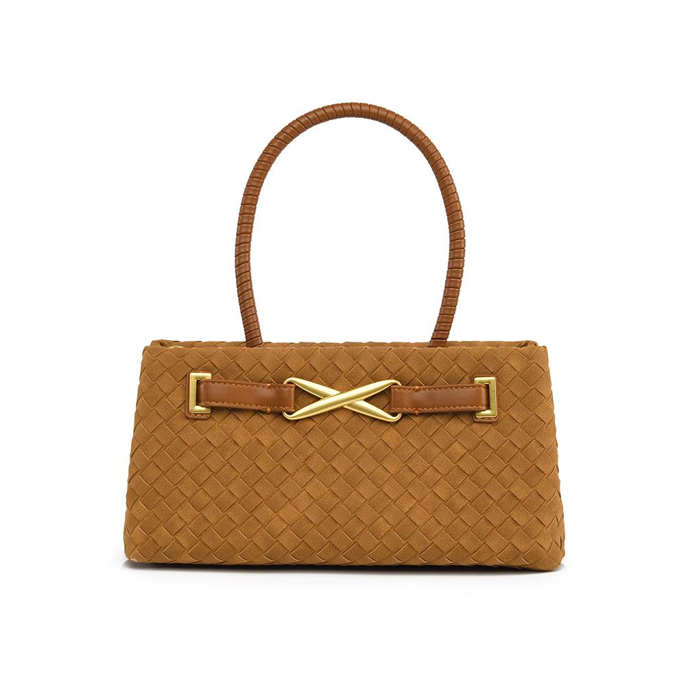 Borsa Autunno/Inverno Nuova Borsa Intrecciata Fatta a Mano Grande Capacità Borsa Morbida in Pelle da Pendolari alla Moda di Nicchia Borsa da Donna Borsa a Spalla