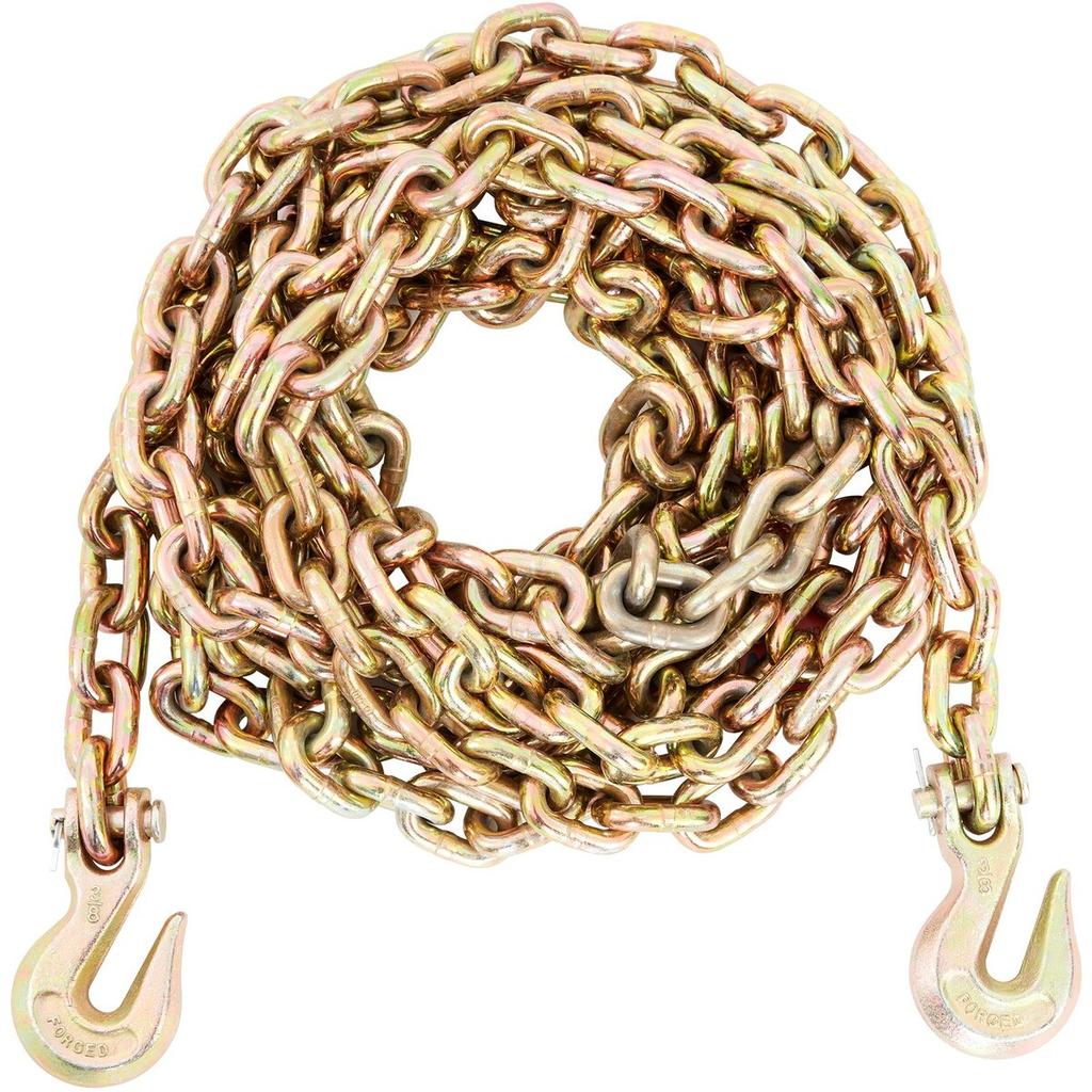 Transport Binder Chain, 7100lbs Working Load Limit, 3/8''x20' G80 Tow Chain Tie Down with Grab Hooks, DOT Certified, Galvanized Coating Manganese