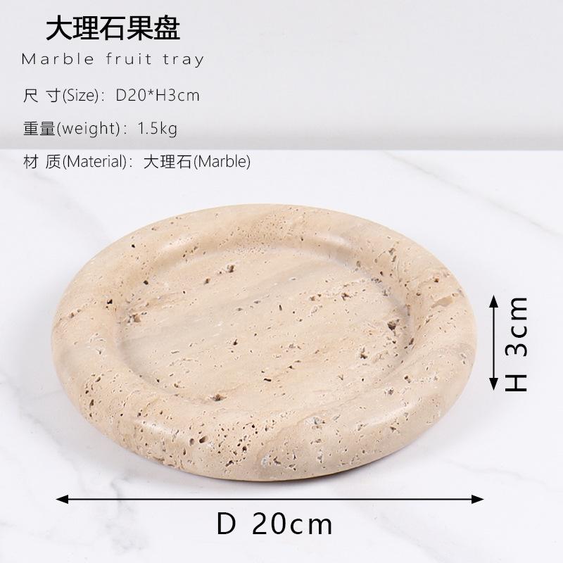Natural Marble Round Fruit Plate Tray Creative Home Living Room Dried Fruit Snack Plate