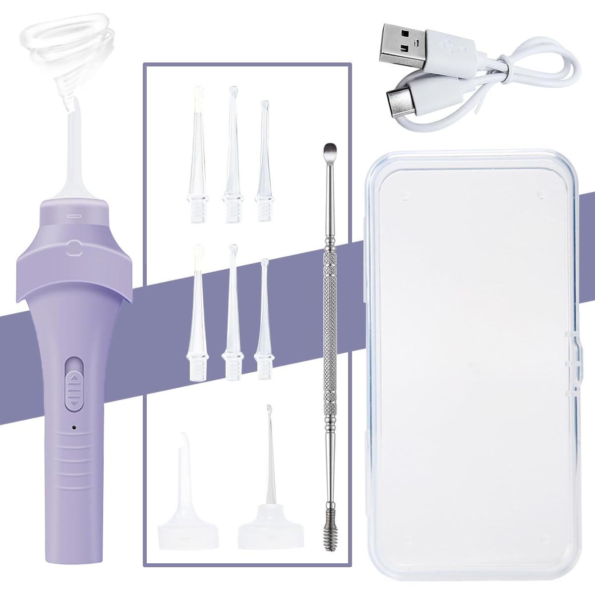 

Ear Cleaning Electric Ear Ear Wax Ear Ear Wax USB Glowing Ear Ear Ear Wax Ear Wax Removal Ear Vacuum Storage Case For Home Use Suction, Pick, Suction,