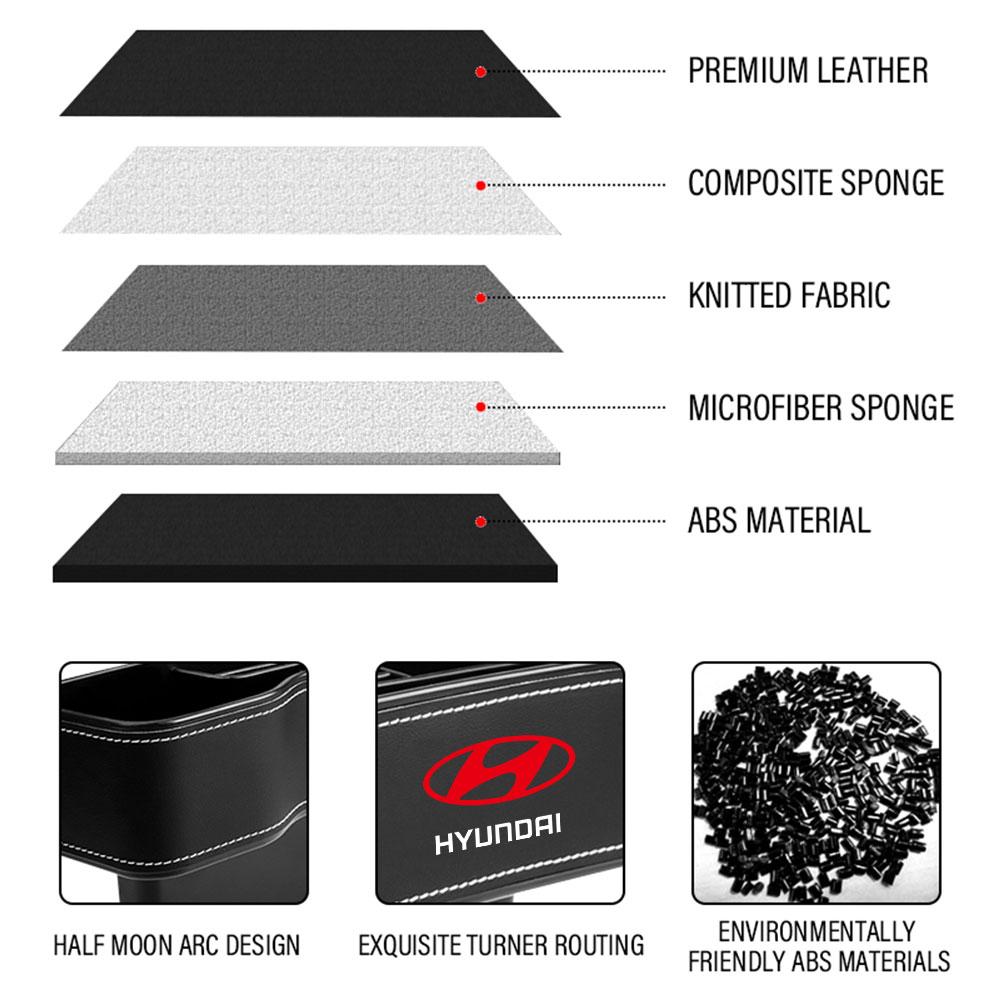 NEW Car Seat Gap Storage Box Leather Storage Box Auto Accessories For Hyundai Sonata GDI Elantra Santafe Accent Tucson Solaris Y3