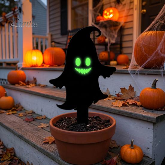 Durable Halloween Yard Signs Garden Stake, Black Cat Sign with Glow-in-the-dark Easy Installation Stakes Eyes, Waterproof Spooky Ghost Silhouette for