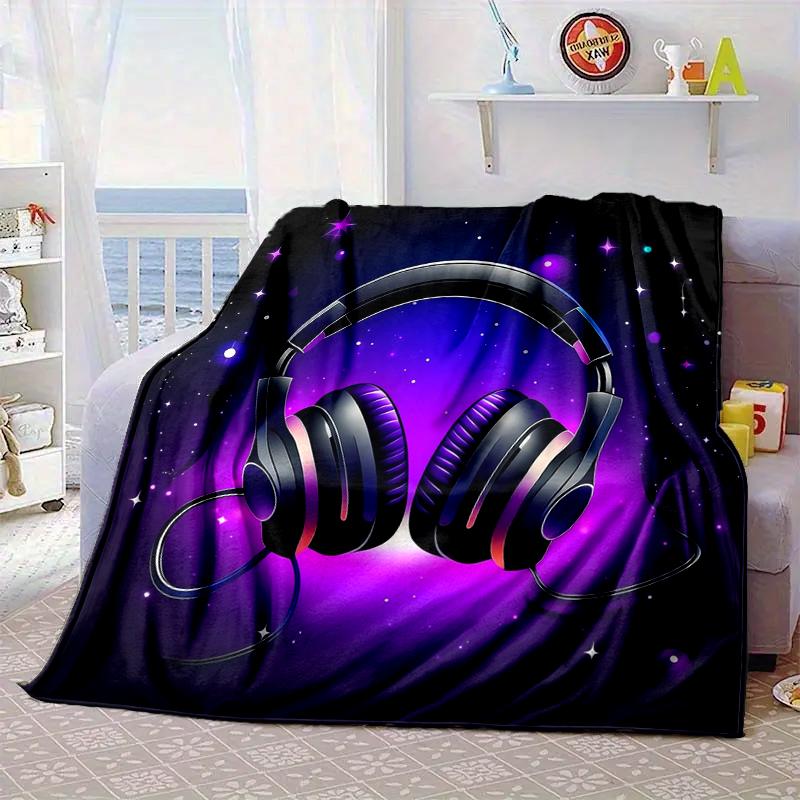 Music Waves Headphones Blanket Flannel Blanket Throw Blanket Sofa Cover Blanket Soft Premium Blanket Picnic Blanket Tv Blanket Gifts