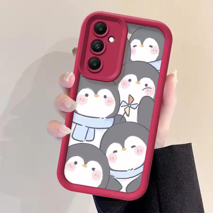 Cartoon Cute Penguin For Samsung Galaxy Case S24 S23 S22 S21 Ultra Plus Fe A55 A54 A53 A52 A35 A25 A15 A14 5G Phone Y2k Cover