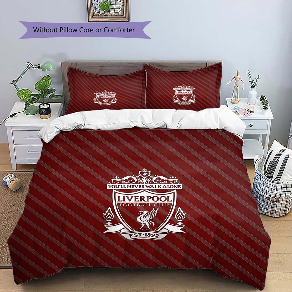 Set Copripiumino Trapuntato con Fantasia Liverpool Football Club Decorazione per la Casa Regalo (1 * copripiumino + 2 * federe senza imbottitura)