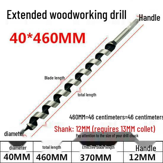 Extended Hex Shank Forstner Drill Bit for Woodworking - Door & Panel Hole Opener