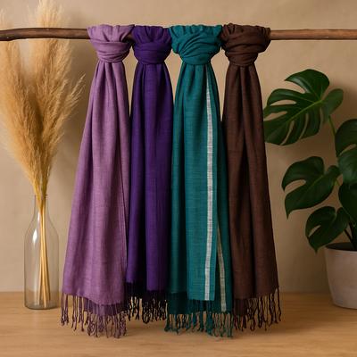 Indian Boho Cotton Scarf – Gold Thread Assorted Colours