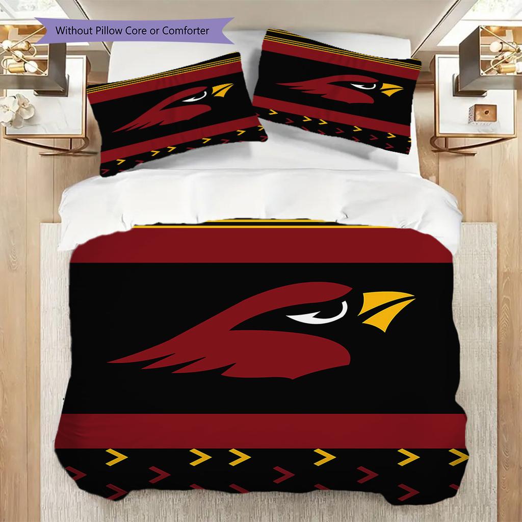 Arizona Cardinals Vzorovaná Sada Povlečení Prošívaná Přikrývka Povlak na Polštář Domácí Dekorace Narozeninový Dárek (1 * povlak na peřinu + 2 * povlak na polštář, bez jádra)