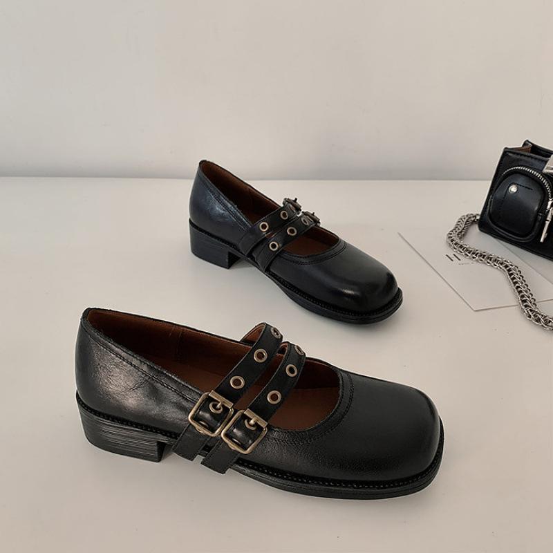 

New fashion leather fashion single shoes women s heel large size sheepskin women s shoes black sheepskin women s shoes four seasons single shoes women 40 чёрный