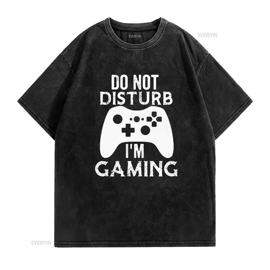 Mens Christmas Do Not Disturb I M Gaming T Shirt Video Game Gamer Black 3X Large Vintage Washed Streetwear Soft Comfortable