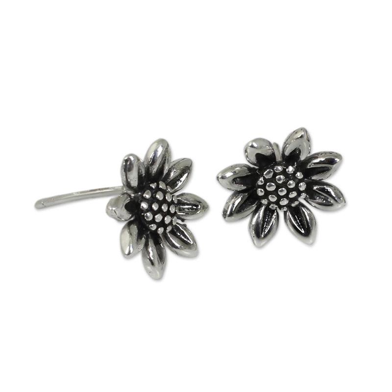 Retro Countryside Sunflower Earrings for Women Antique Copper European American Style Exquisite Zircon Accessory