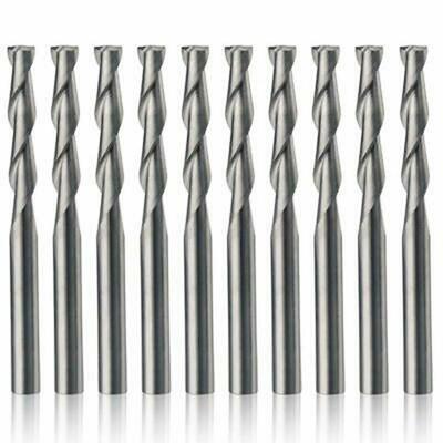 10pcs 1/8 Inch 2-Flutes Flat Nose Spiral Carbide End Mill CNC Router Bits 22mm