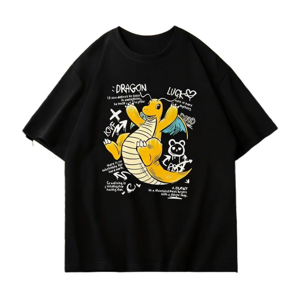 

Summer Pokémon Anime Dragonite Cotton Printed Tshirt Unisex Harajuku Casual Versatile Shortsleeved Y2k Loose Skinfriendly M