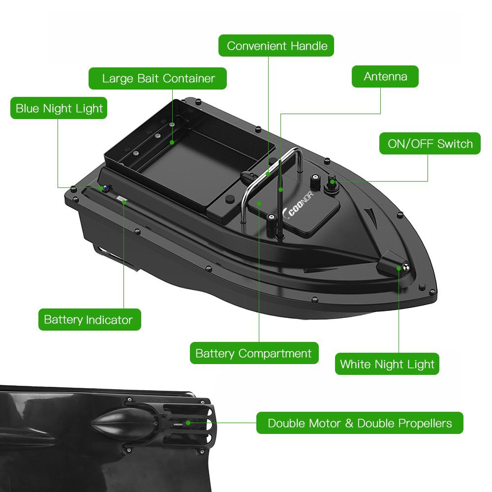 Wireless Remote Control Fishing Bait Boat 430-540 Yards Remote Range Fish Finder Device