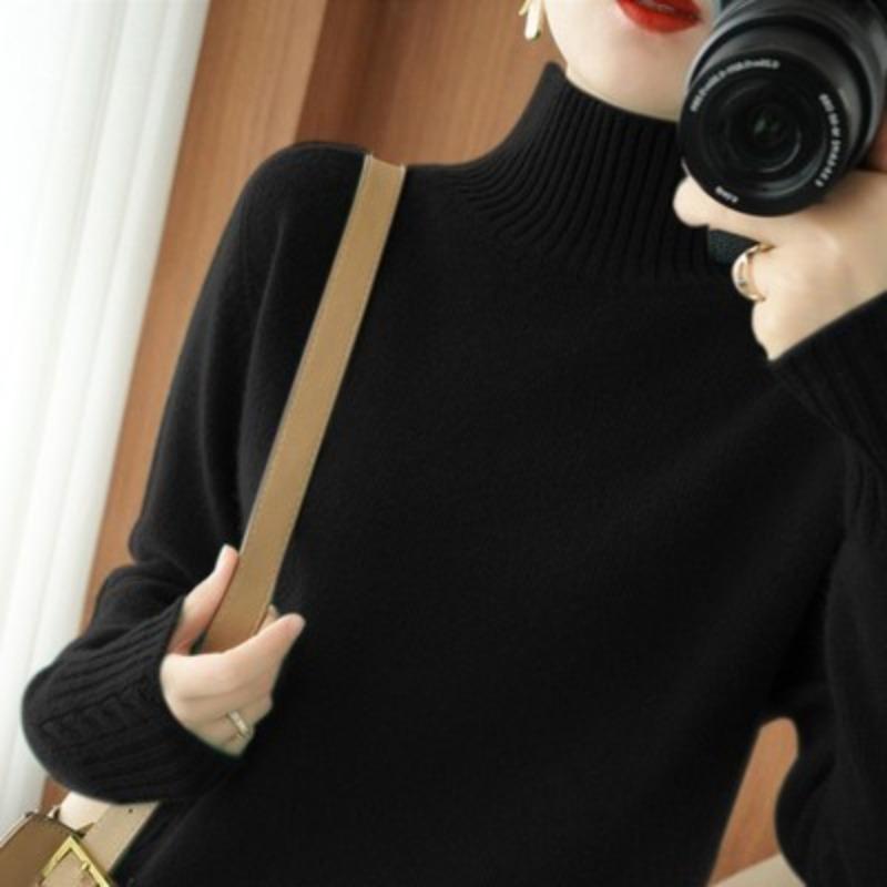 Turtleneck Sweater Women's New Autumn and Winter Thickened Loose and Versatile Soft Waxy Warm and Thin Early Autumn Knitted Bottoming Shirt