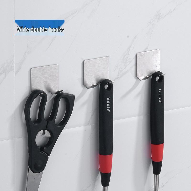 304 Stainless Steel No-Trace Adhesive Hook for Coats and Hats - No-Drill, Single Hook for Bathroom Use