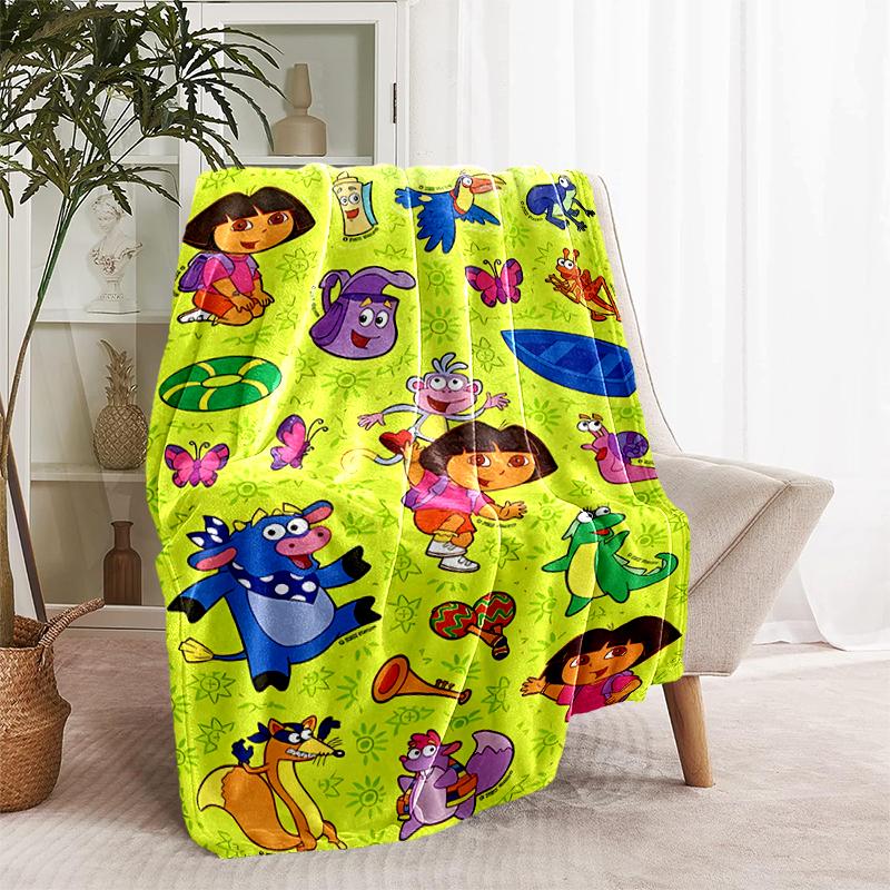 1pc Blanket D-Doras The Explorer Print Design, Lightweight Blanket for Sofa, Bed- Soft &Warm, Gift for All Seasons like Christmas, Halloween