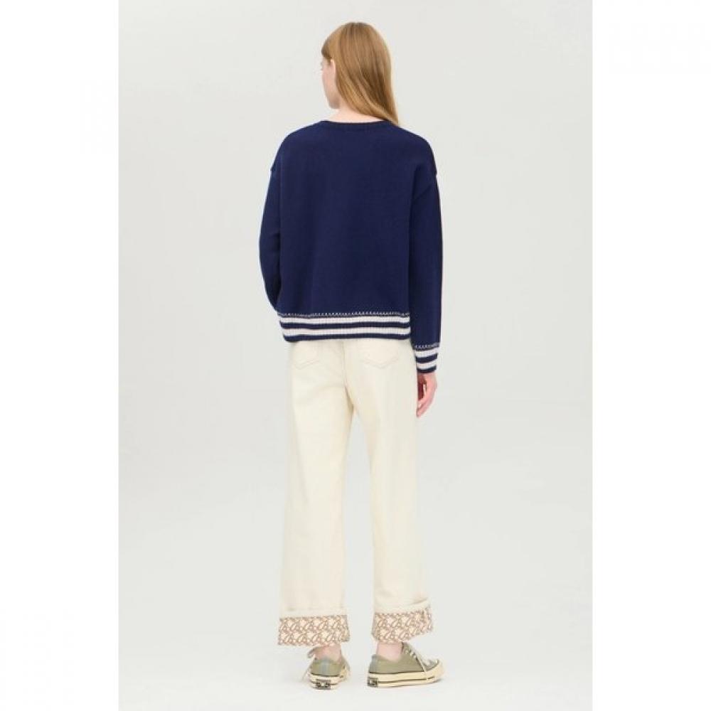 Benetton Lettering Embroidery Color Knit Bakpe4561