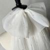 Flower Girl Veil Pearls Bow Hair Wedding Headpeice White Sheer Head Covering