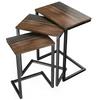 Nesting Side Tables Set of 3, C-Shaped Snack Side Tables with Steel Frame for Sofa Couch and Bed, Rustic Brown