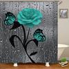 4PCS Flowers Rose Print 3D Shower Curtain Waterproof Polyester Bathroom Curtain Anti-slip Bath Mat Toilet Rugs Carpet Bath Sst Decor