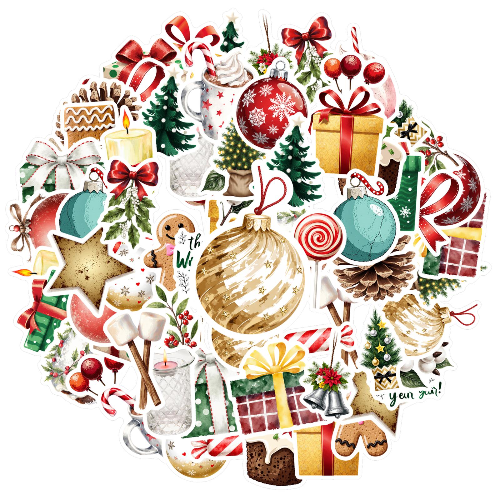 

35pcs Cartoon Christmas Tree Stickers Festive Gingerbread Sticker Pack Animal Stickers For Notebook Luggage Mobile Phone Cup