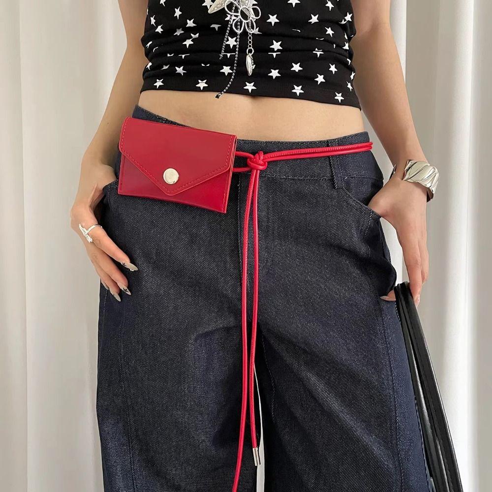 Y2k Leather Waist Bag Vintage Dress Jeans Belt Trendy Envelop Waist Rope  Waist Accessories