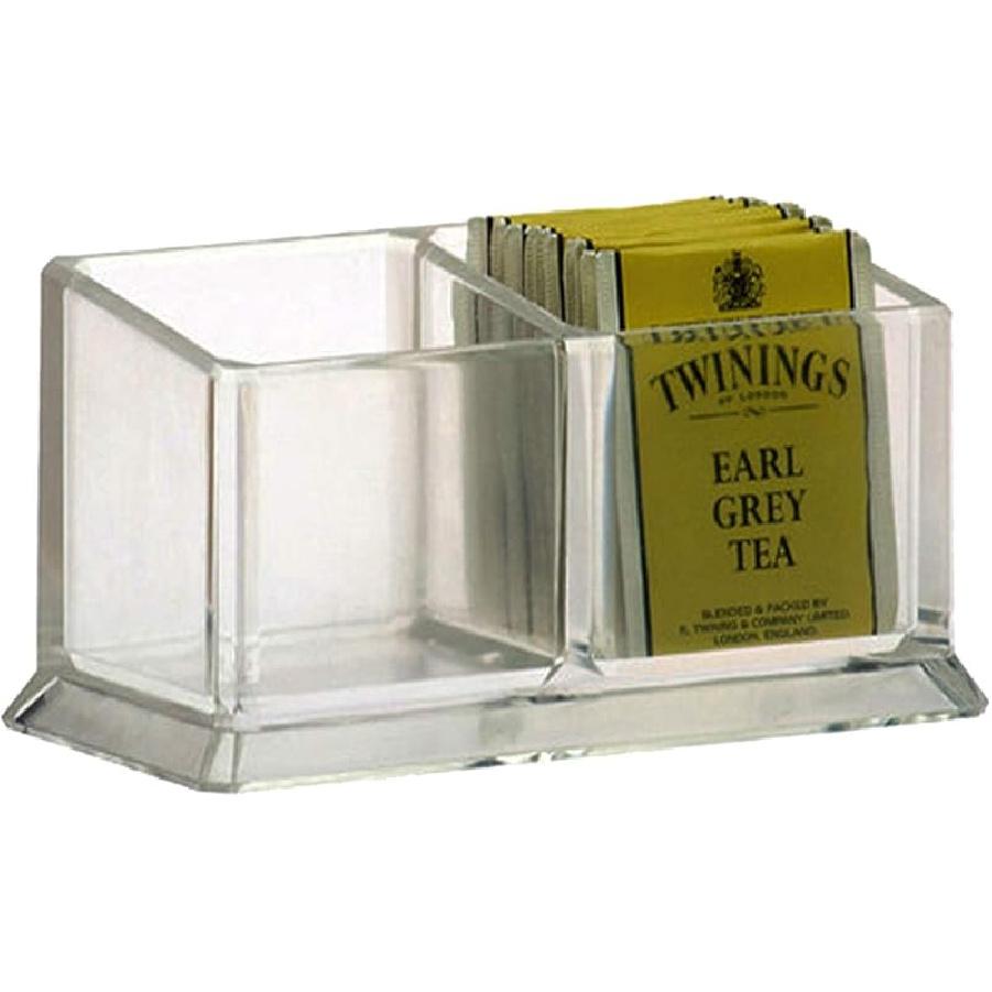 Clear Acrylic Two Lattices Tea Bags Holder Coffee Sugar Bag Case Guest Room Storage Boxes YTBH-001