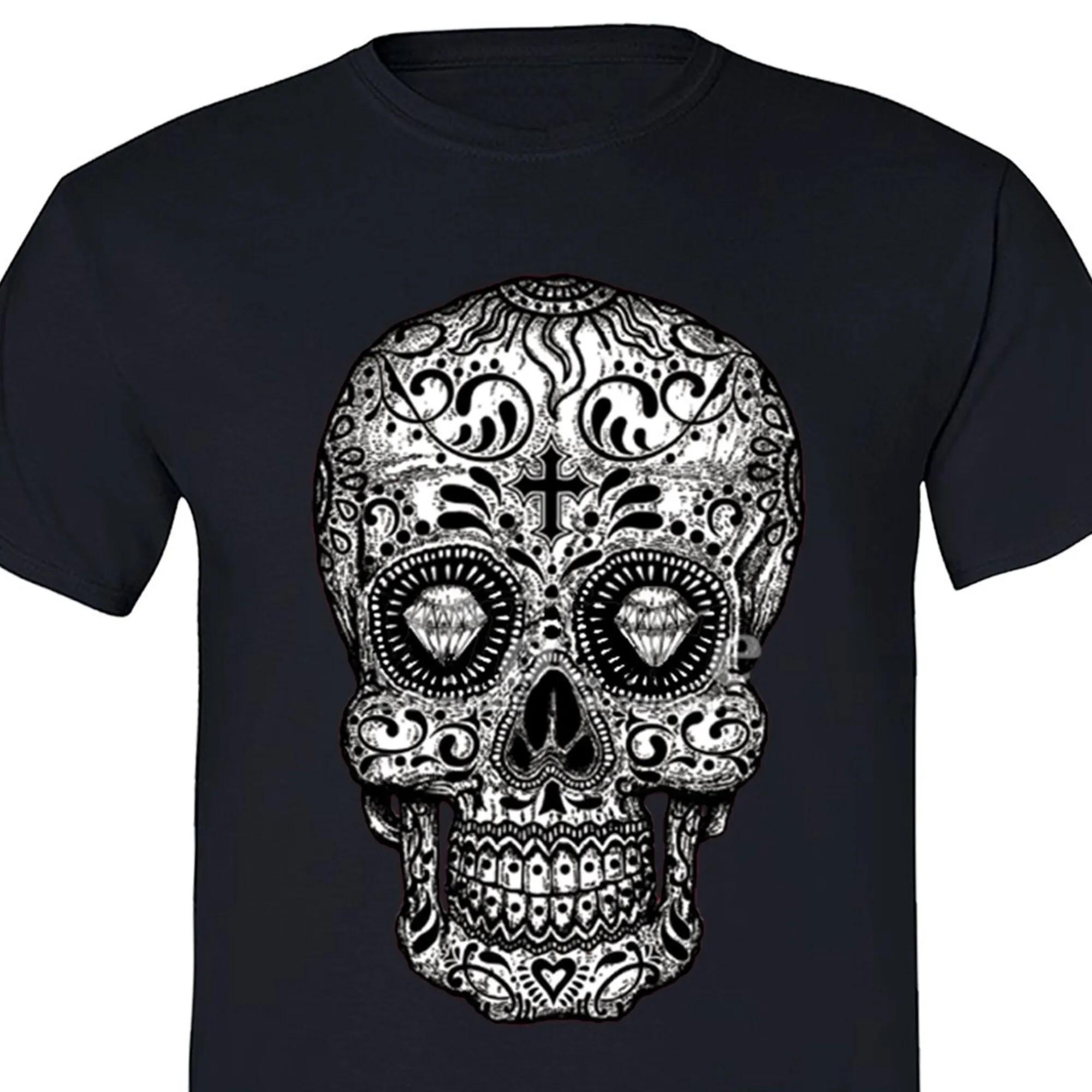 Sugar Skull Diamond Eyes Cross Tattoo Graphic T-shirt XL