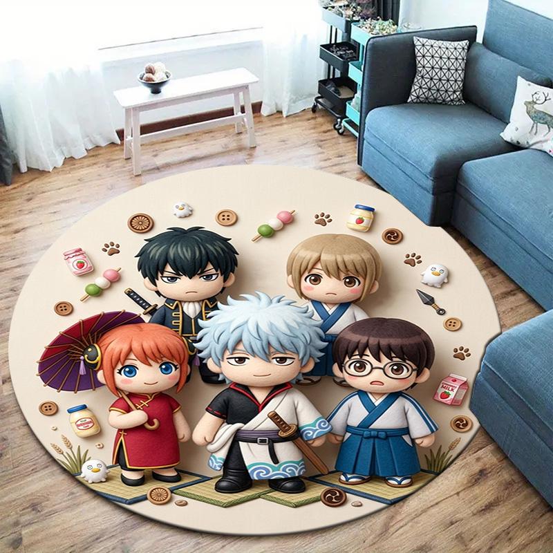 Gintama Round Area Rug Carpet Rug For Living Room Bedroom Sofa Playroom Decor Nonslip Floor Mat