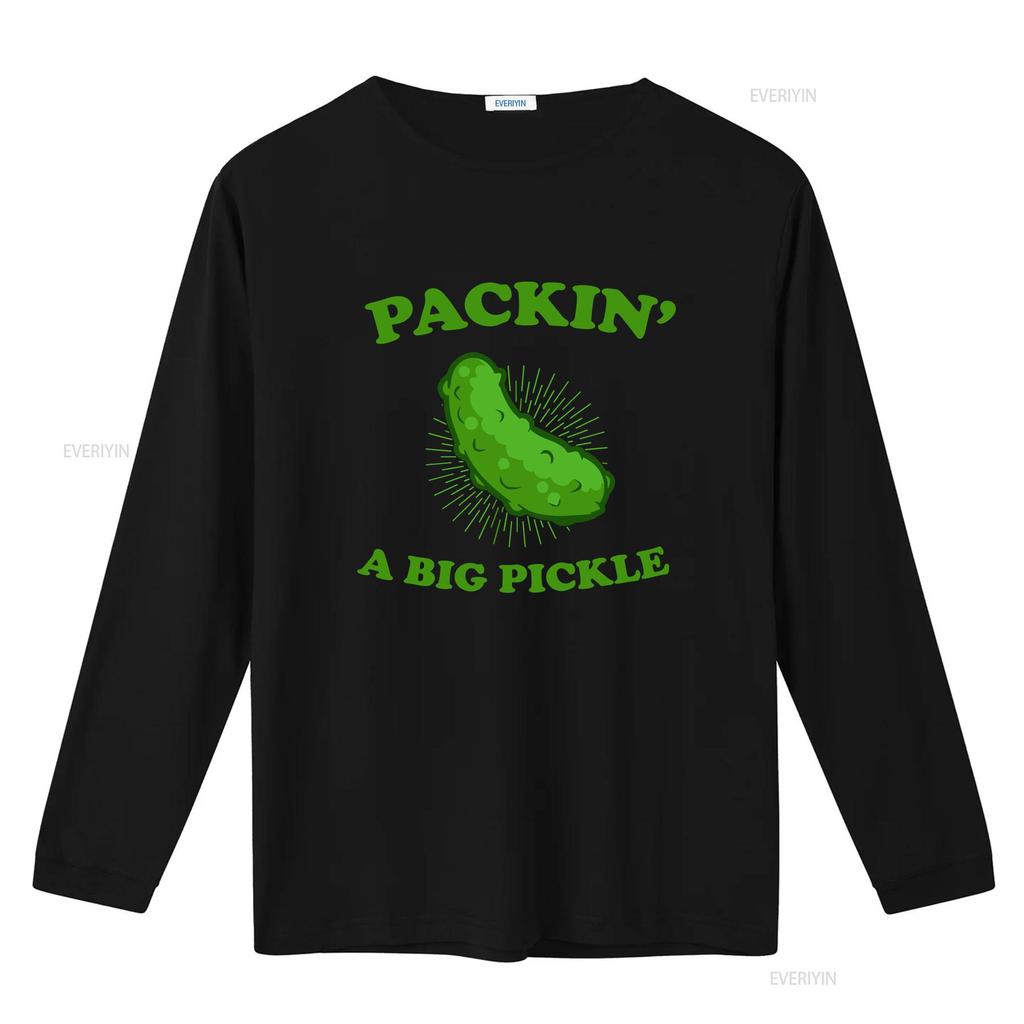 Packin A Big Pickle For Lovers T Shirt Vintage Washed Casual Slightly Streetwear Designer Clothes Unisex Homme Versatile