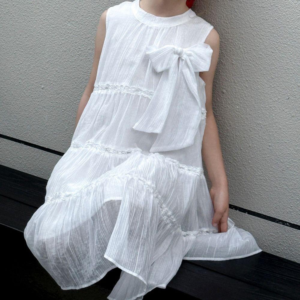 Loose Summer Cake Dress Ruffle Teens Long Dress Elegant Girls Princess Dress  Students