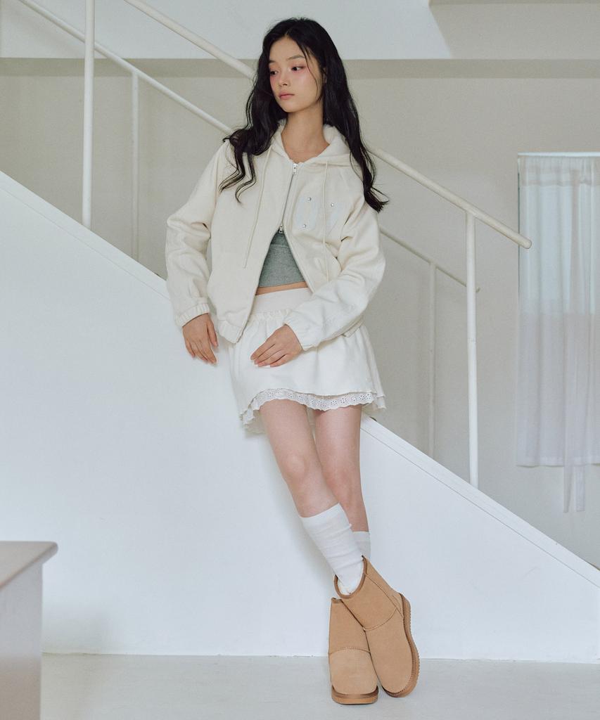 Zero Planet Chloe Velour Skirt Pants [Ivory]