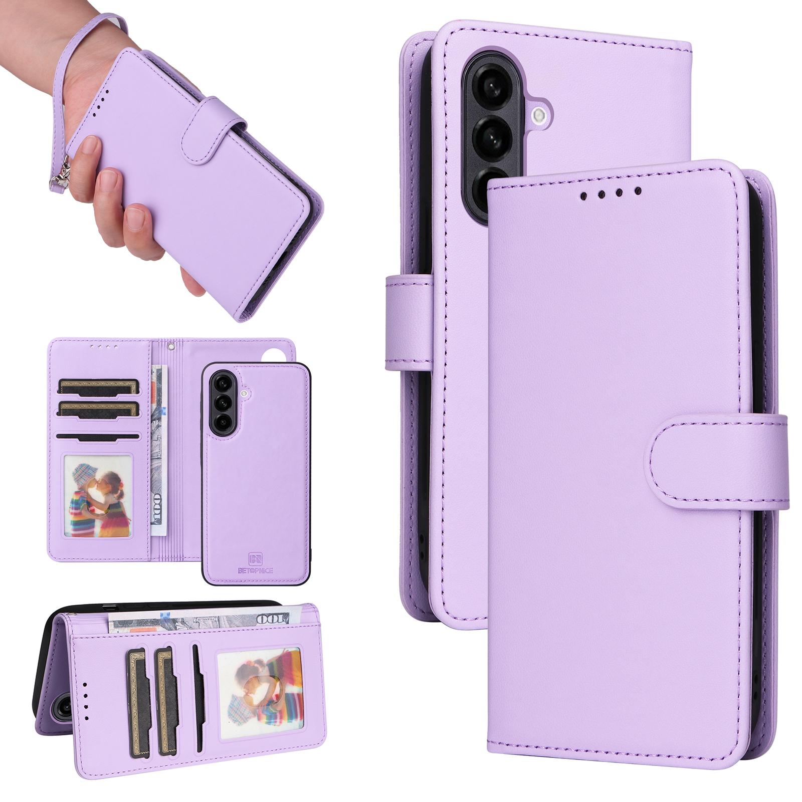 

For Samsung Galaxy A56 5G Magnetic Case BETOPNICE Detachable PU Leather Phone Cover with Strap Purple
